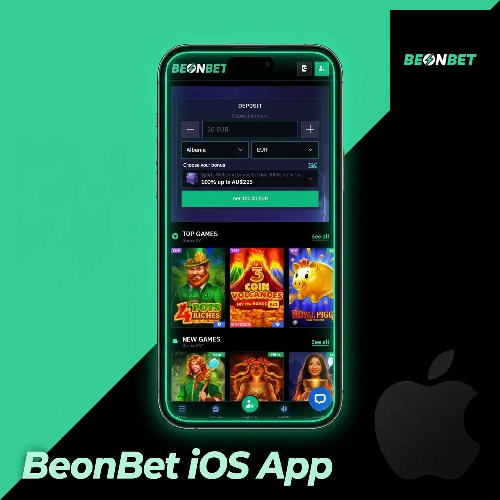 BeonBet iOS app access screen with Safari home screen shortcut instructions