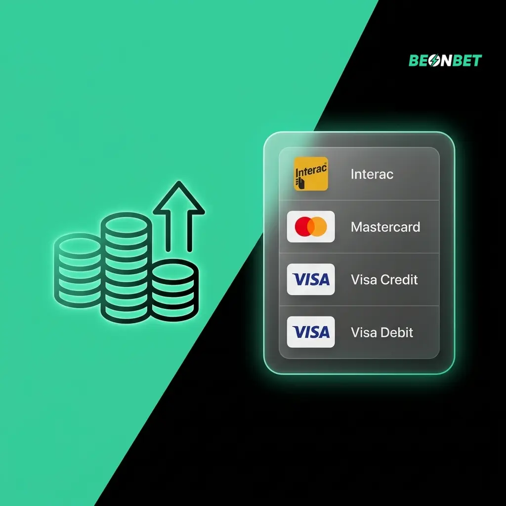 BeonBet deposit methods showing Visa, Mastercard and Interac with AUD 10 minimum cashier steps